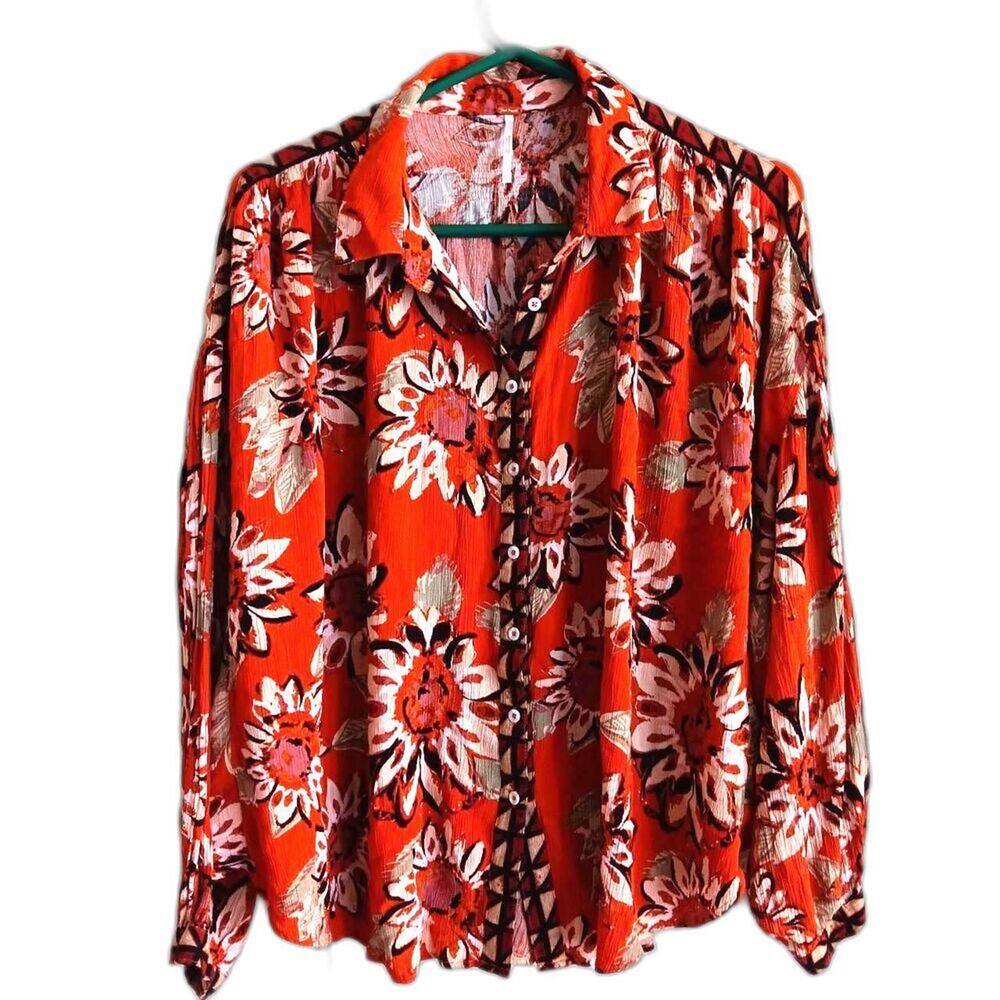 Free People good vibrations button up Medium floral long sleeve relaxed fit